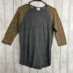 Lularoe Gray 3/4 Sleeve Randy Simply Comfortable T-Shirt Medium